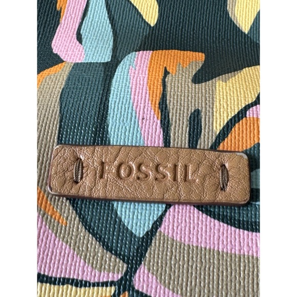 Fossil Women's Rachel Vibrant Tropical Leaf Print Coated Canvas Tote Handbag - Picture 11 of 11